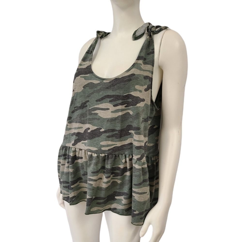 Coin 1804 Camo Peplum Tank Top sz Large